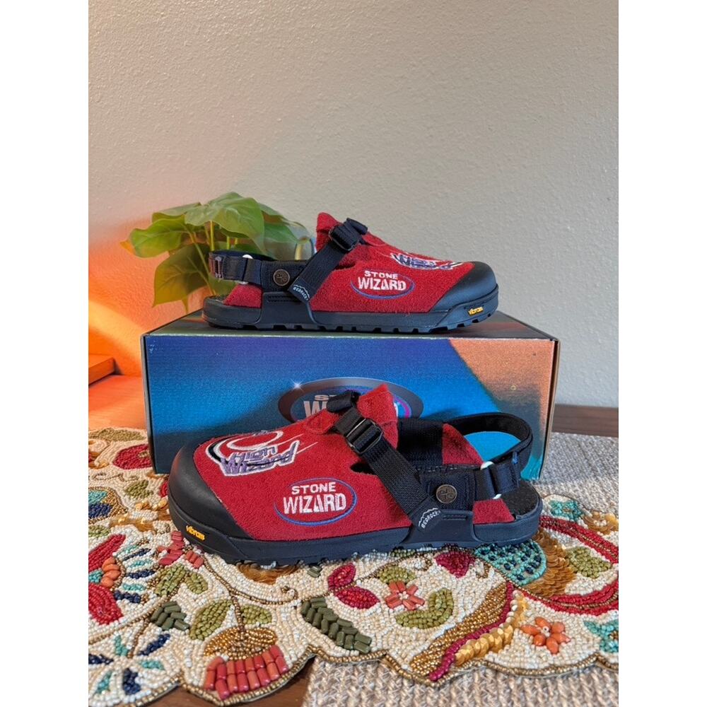 Bedrock x High Wizard Stone Wizard Mountain Clog Leather Suede Hidden Red Sandal